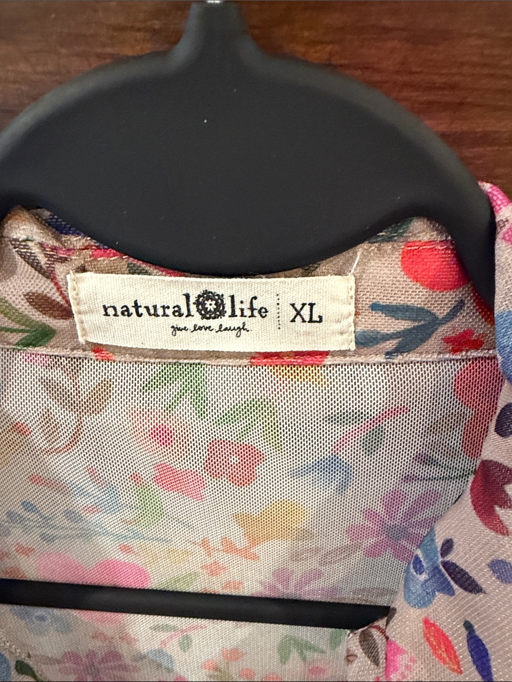 Natural Life Floral Button-Front Long Sleeve Top - Pink Multicolor - Picture 2 of 7